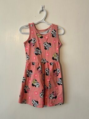 Disney Pink Minnie Mouse Print Kids Tank Dress sz 4-5